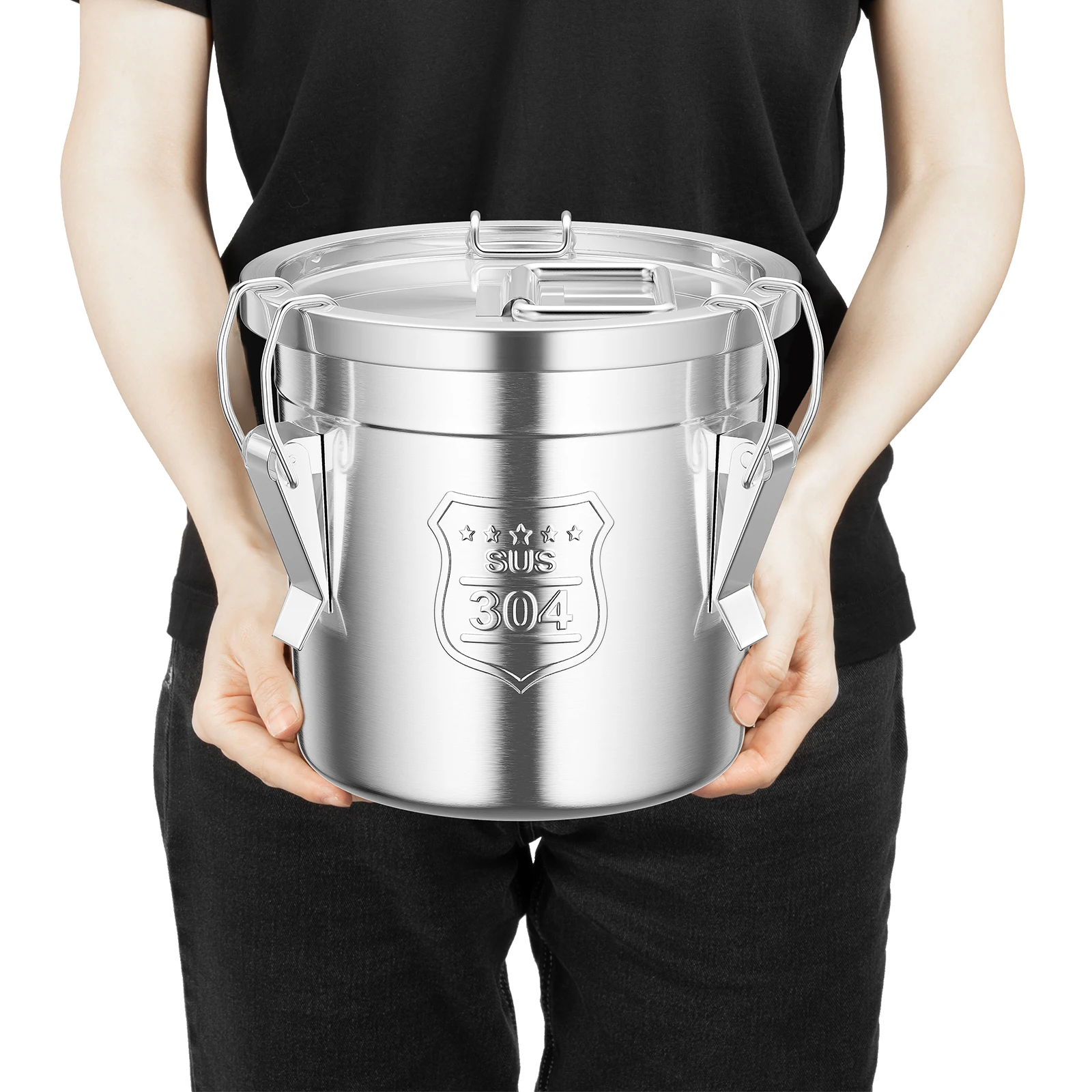 6L Edelstahl Getreidebehälter Aufbewahrungseimer mit Verschlussdeckel Reis- und Öl-Aufbewahrungsfass für Küche und Haushalt – Detail 1