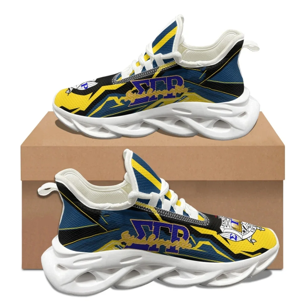 2023 Sigma Gamma Rho Classic Pattern Platform Shoes Breathable Lace Up Outdoor Walking Shoes Summer Adult Kids Non-Slip Sneakers