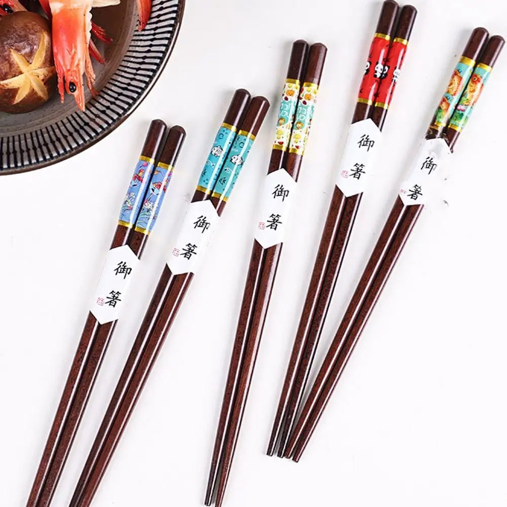 Reusable Handmade Bamboo Japanese Natural Wood Chopsticks Sushi Food Flower Multi color Wooden Chop sticks