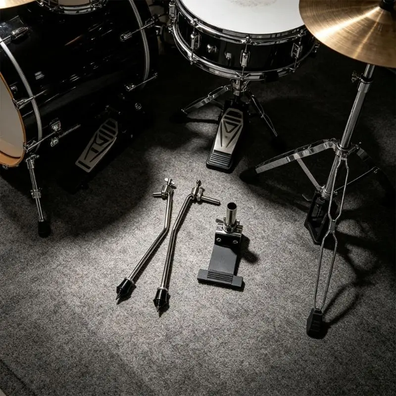 Floor Drum to Bass Drum Conversion Set with Metal Support Legs and Pedal Mounting Bracket for Drum Reconfiguration 69HD