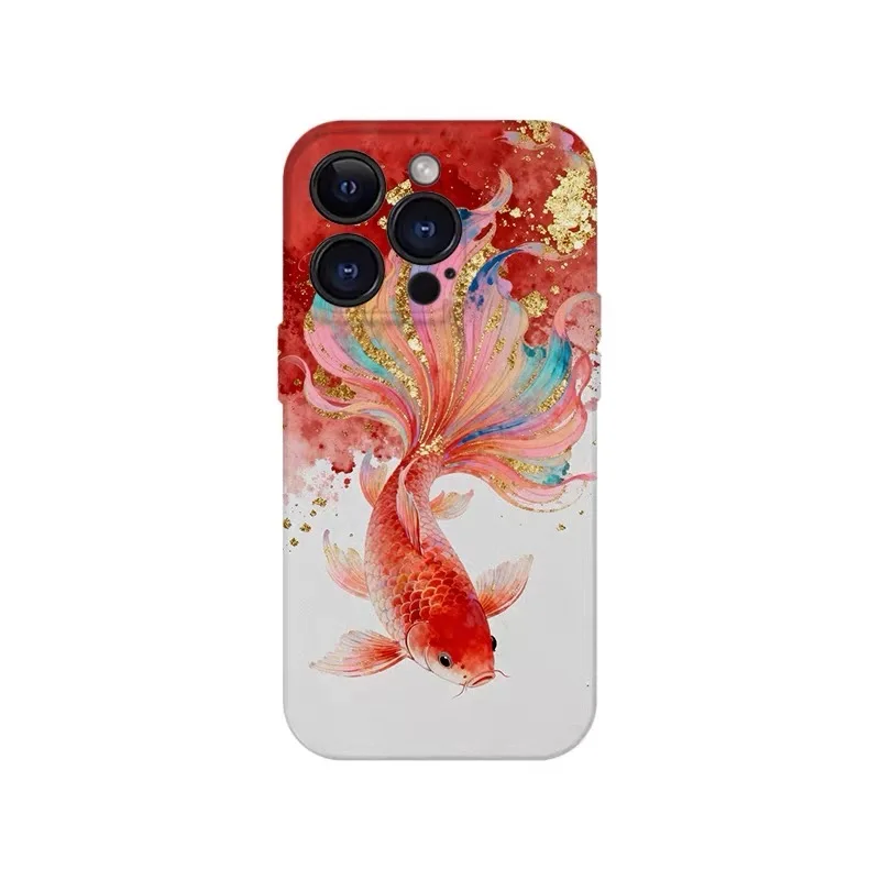 

Red and Colorful Goldfish Phone Case for IPHONE 17 Air 16E 15 PROMAX 14 Plus 13 12 MINI 11 PRO 16Plus XR XS Acrylic Phone Cover