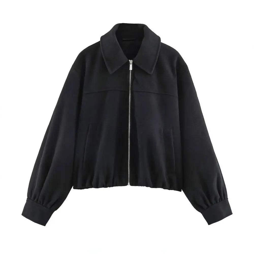 Women Casual Suede Bomber Jacket Streetwear Outerwear Long Sleeve Coat Fashion Elegant Loose Fit Spring Autumn Top