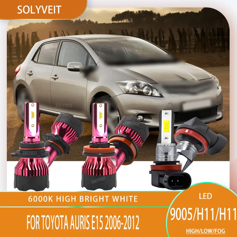

Car Light Lamp 6000k LED HIGH LOW FOG COMBO Kit HB3 H11/H9/H8 Bulb For Toyota Auris E15 2006 2007 2008 2009 2010 2011 2012