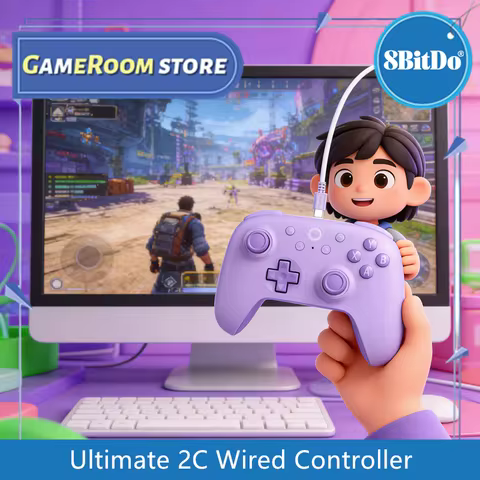 New 8BitDo Ultimate 2C Wired Gaming Controller For PC Windows 10/11 Steam Deck Raspberry Pi Android Game Accessories