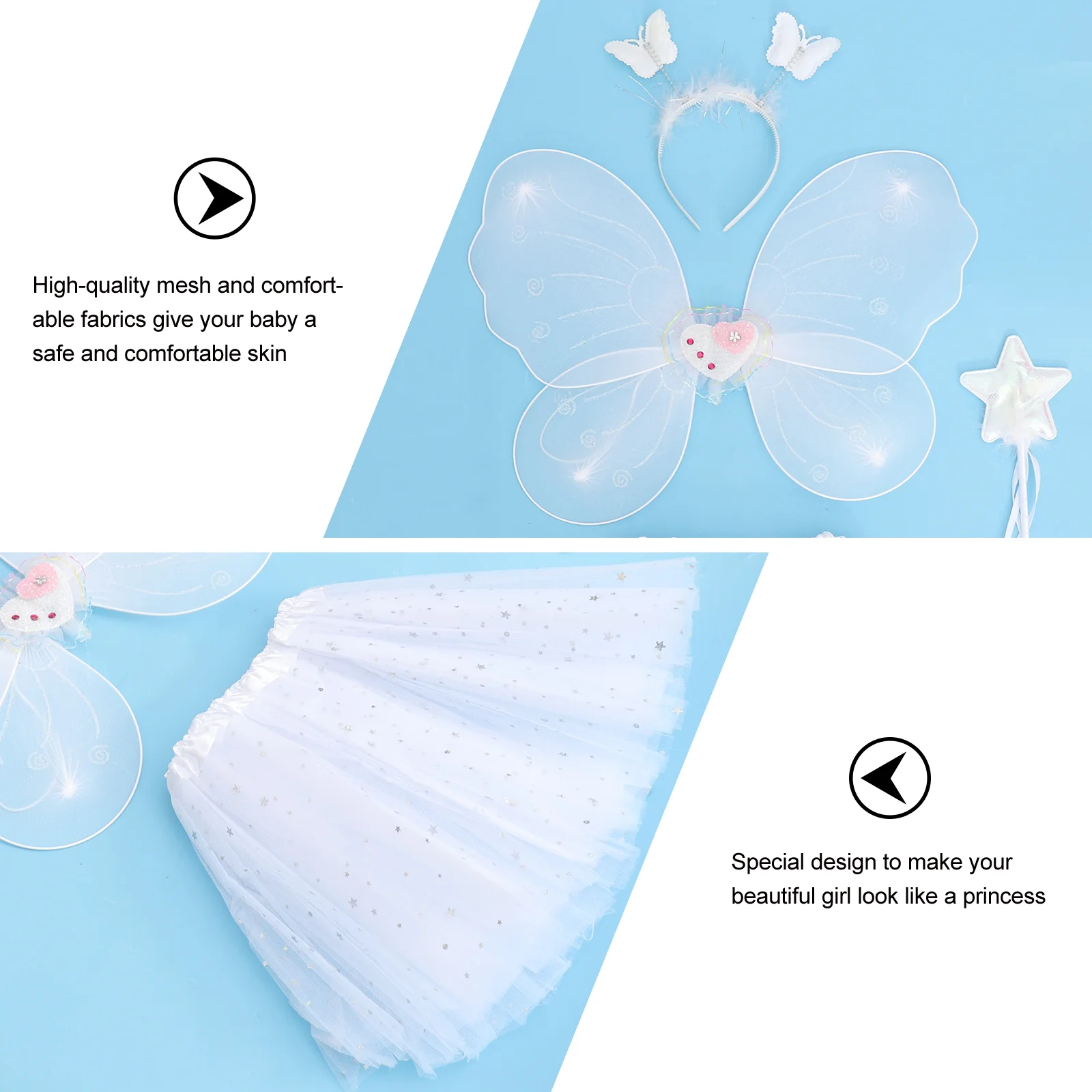 Butterfly Wings Four Piece Set Festival Cosplay Costumes Dress Girl Performing Children's Kit Gauze Short Performance Halloween