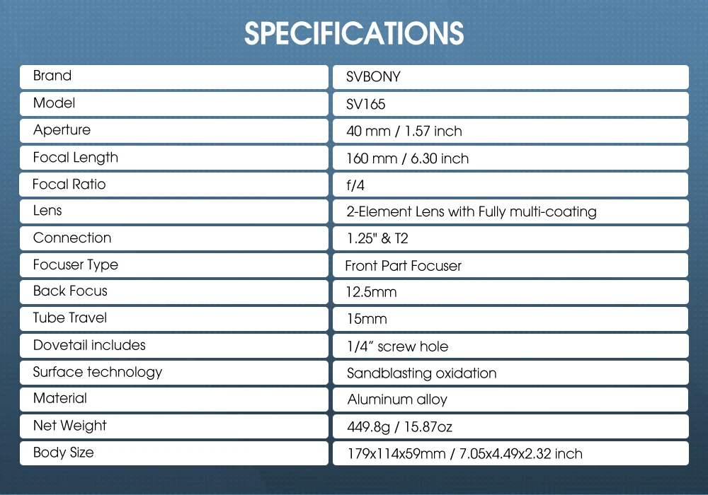 SVBONY SV165 Mini 40mm F/4 Guide Scope 1.25”&T2 für Deep-Sky-Fotografie, 6-Punkt-Führungsscope-Ringe, CNC-gefräst aus Aluminiumlegierung – Detail 15