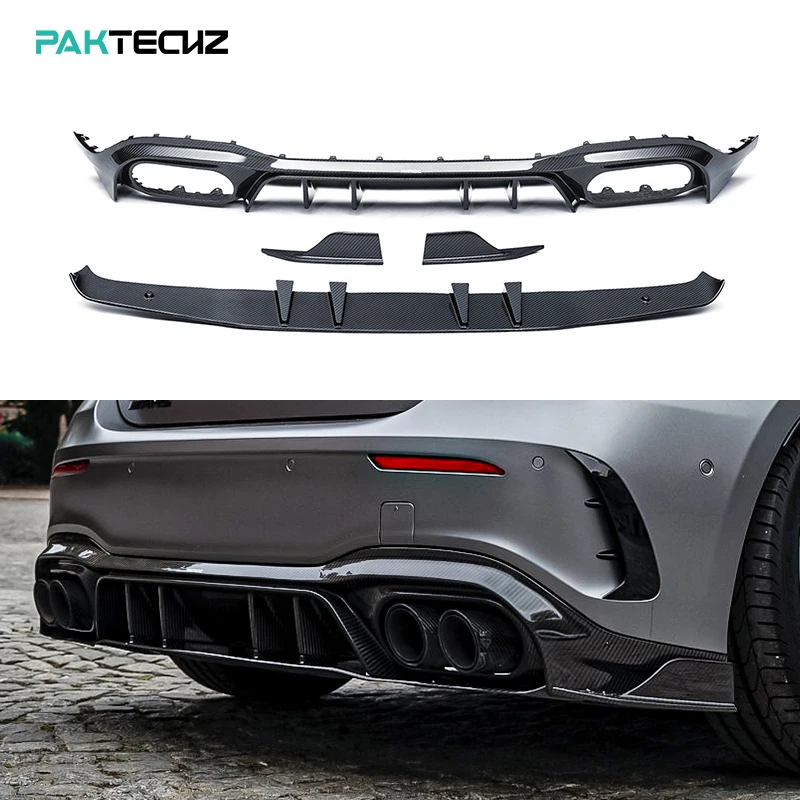 Paktechz Prepreg Dry Carbon Fiber Body Kit Rear Diffuser Bumper Lip for Mercedes Benz W177 A35 A45