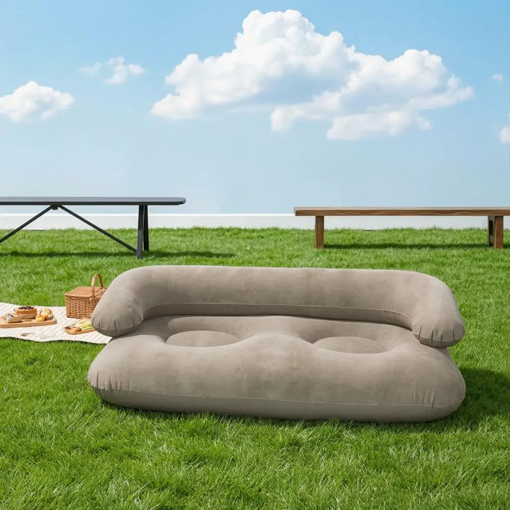Indoor Sofa Inflatable Flocked Sofa for Adults Heavy Duty Blow-up Lounge Chair Single Double Air Couch for Indoor Outdoor Use