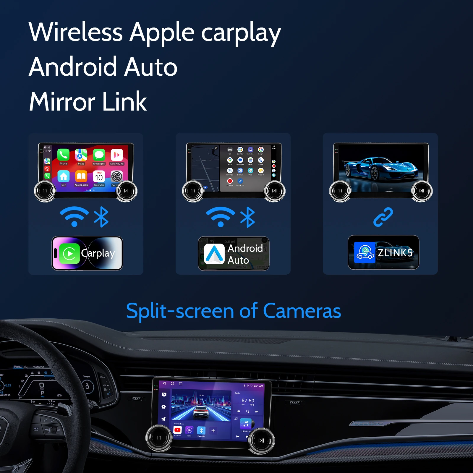 Haudio Double Din Car Stereo-Wireless CarPlay/Android Auto، راديو سيارة 10.1 بوصة مع BT 4.1/2+64GB/كاميرا احتياطية/GPS/FM/AM #2