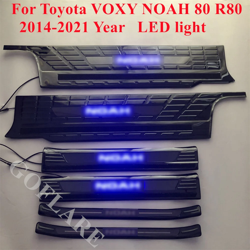 For Toyota VOXY NOAH 80 R80 Ⅲ accessories 2014-2020 2021 led light foot side door sill illuminated step scuff plate thresholds