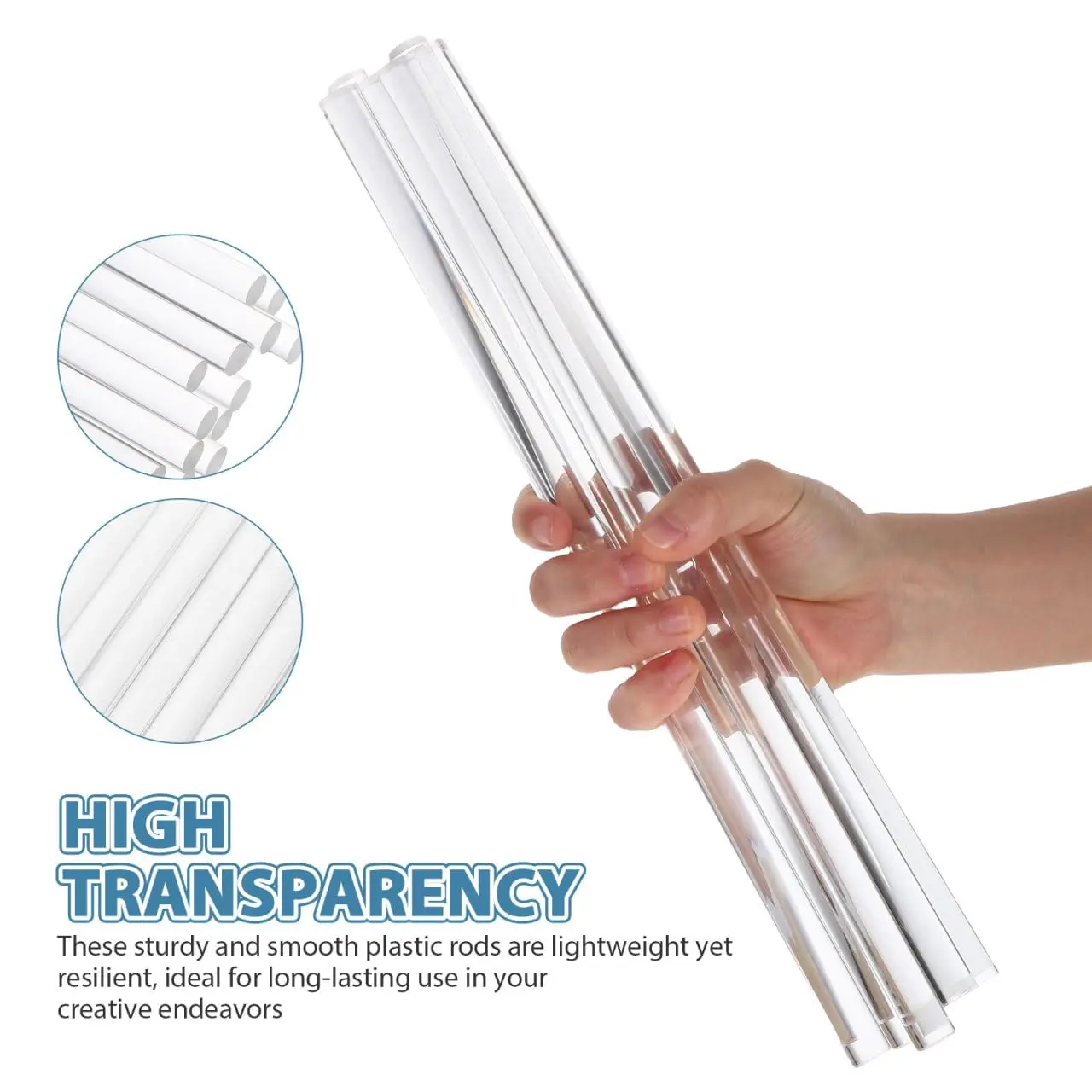 19.7 in / 1.6 ft Clear Acrylic Round Rod Solid Plexiglass for Flagpole DIY Crafts Rolling Pins Industry PMMA Rolling Roller Bar