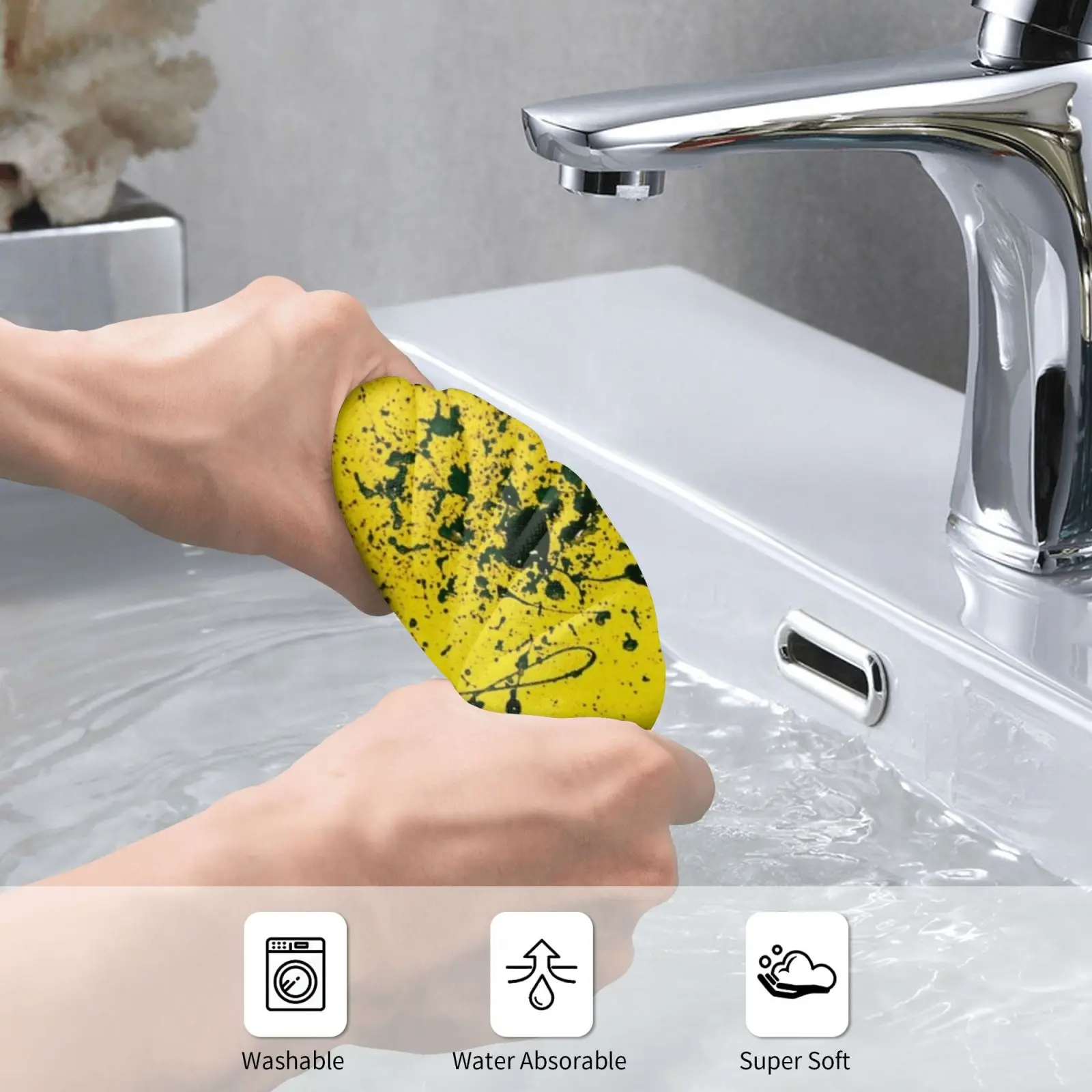 Bumblebee Custom Towel Bath Towel Yellow Black Abstract Jackson Pollock Splatter Modern Contemporary Action