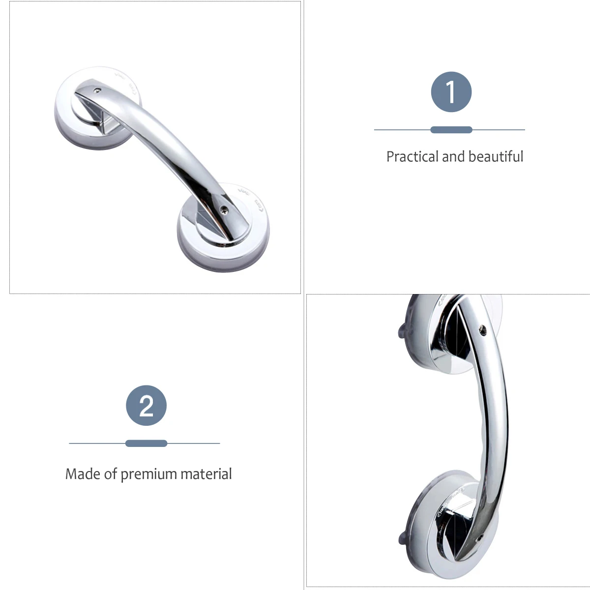 

Super Plastic Grab Durable Bathroom Shower Support Wall Door Handle Easy Install Home Hotel Cup Bar For Bathtub Suction Shower