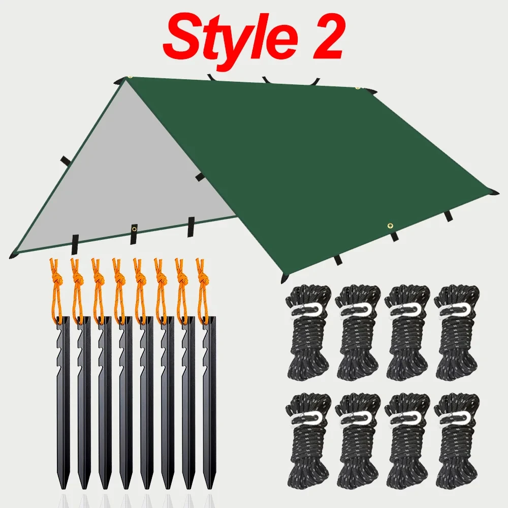 19 Hang-Point-Plane, wasserdicht, Survival-Bushcraft, Sonnenschutz, Strand-Schatten-Zelt, Outdoor-Überdachung, Rucksackreisen, Touristen-Markise, 4 x 4, 3 x 3 m