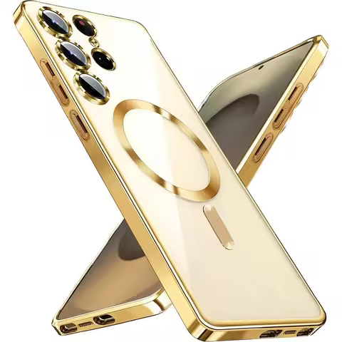 Luxury Plating Glitter Silicone Case For Samsung Galaxy S25 Edge S24 FE S23 S21 S22 Ultra Plus Magnetic Magsafe Clear Soft Cover