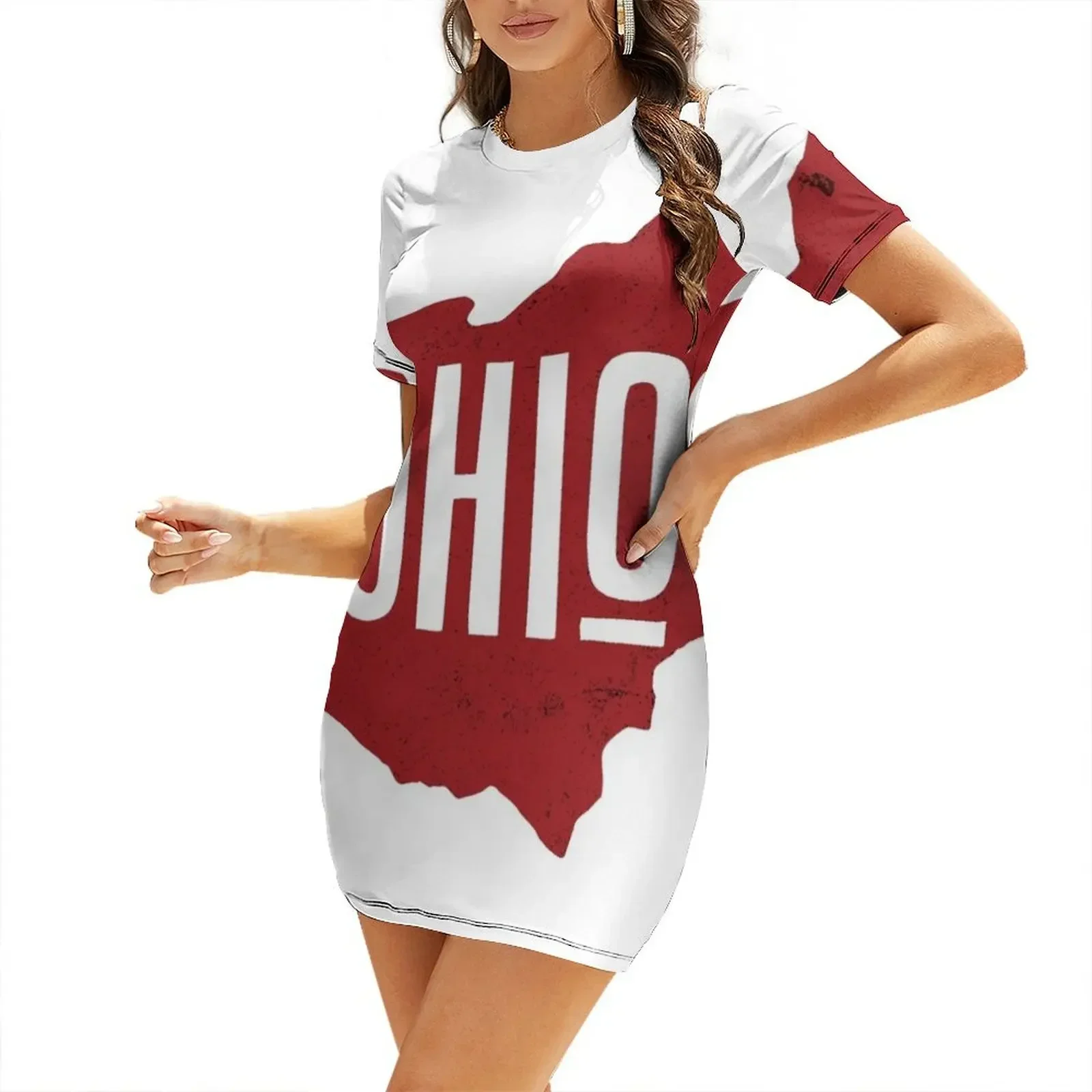 Ohio: Robe à manches courtes Buckeye Brilliance, robe de soirée pour femme, robes d'été pour femme, vêtements de plage 2026