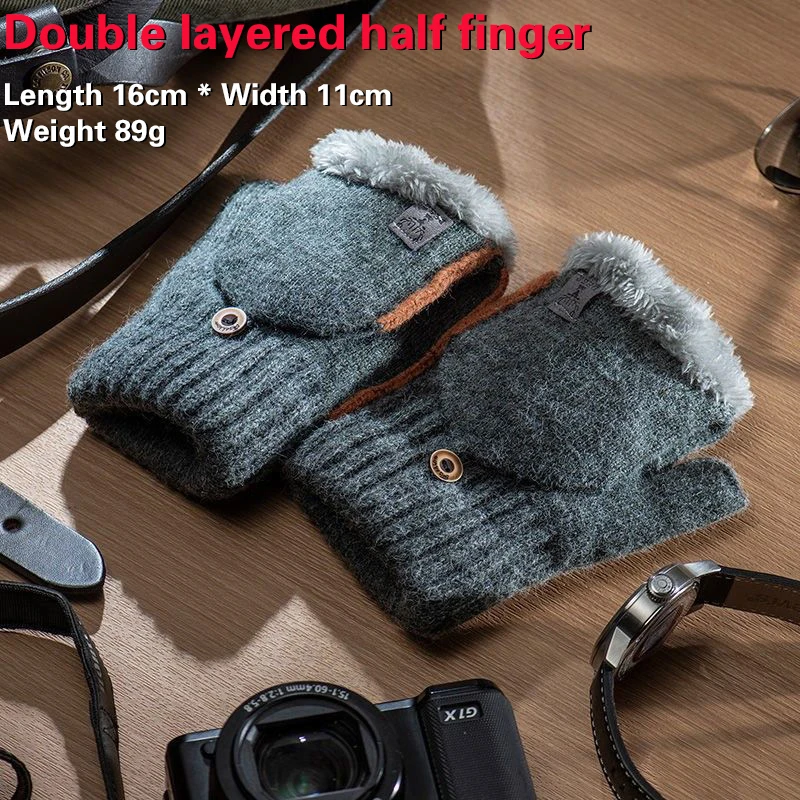 Gants Chauds et Épais en Peluche à Demi Doigt pour Écran Tactile, Accessoire pour Automne et Hiver