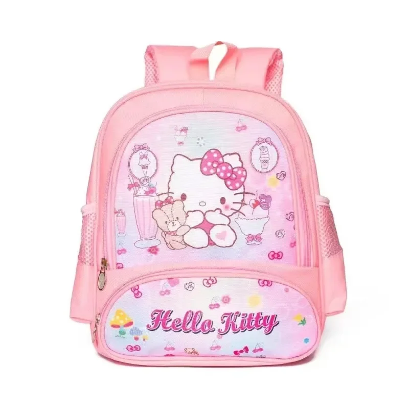 MINISO Hello Kitty Cute School Backpack for Kindergarten Student PU Leather Waterproof Girl Kids School Bag Kawaii Durable