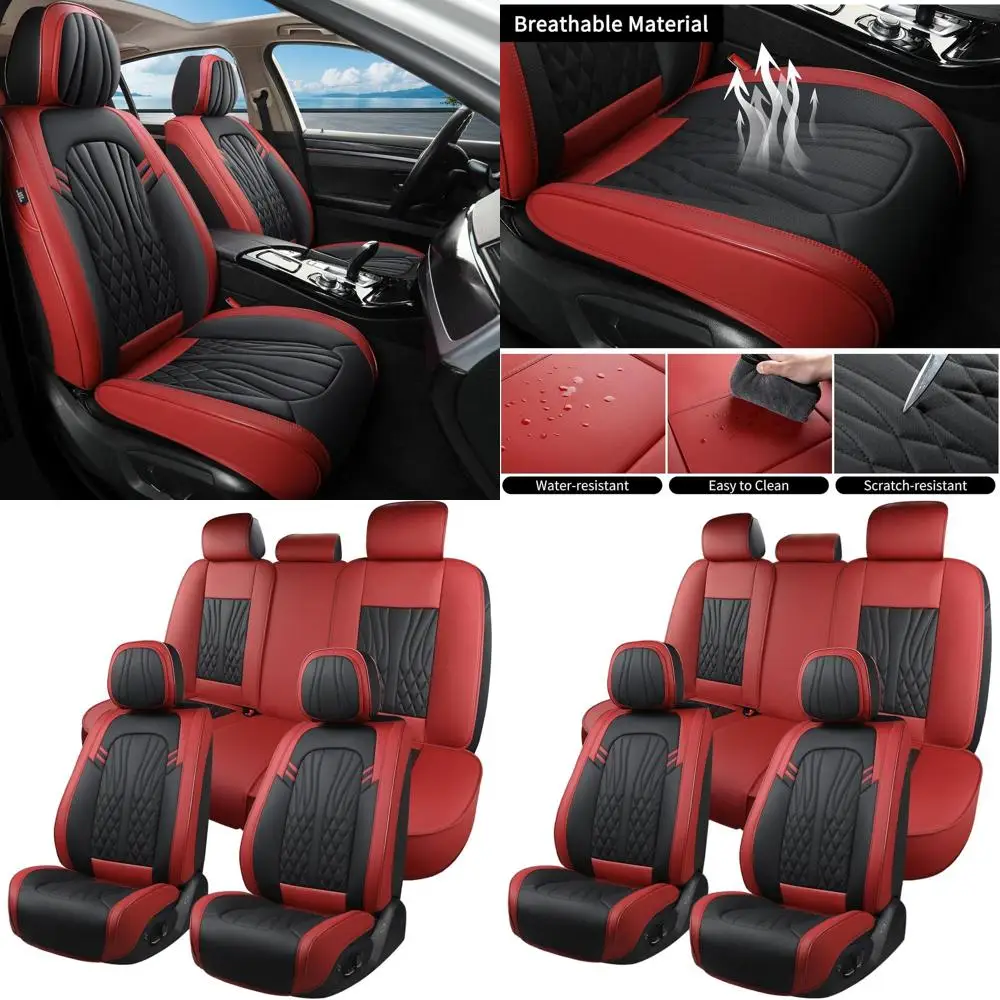

Waterproof Seat Covers Full Set for 5 Seats, Automotive Seat Protectors Fit Most Cars, Wine Red