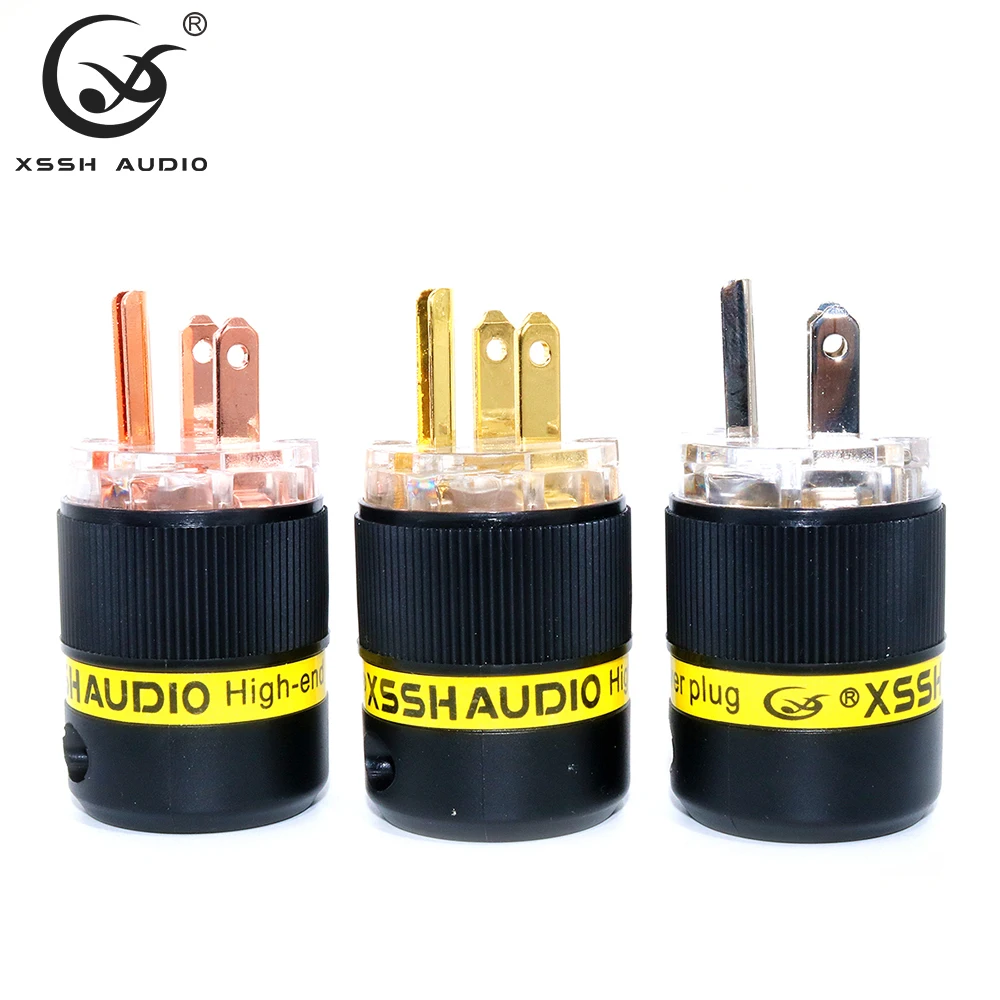 Electrical Connector XSSH Audio YIVO Hi-end HIFI Pure Copper Plating Gold Rhodium 18mm AC Female Male Power US Plug IEC Socket