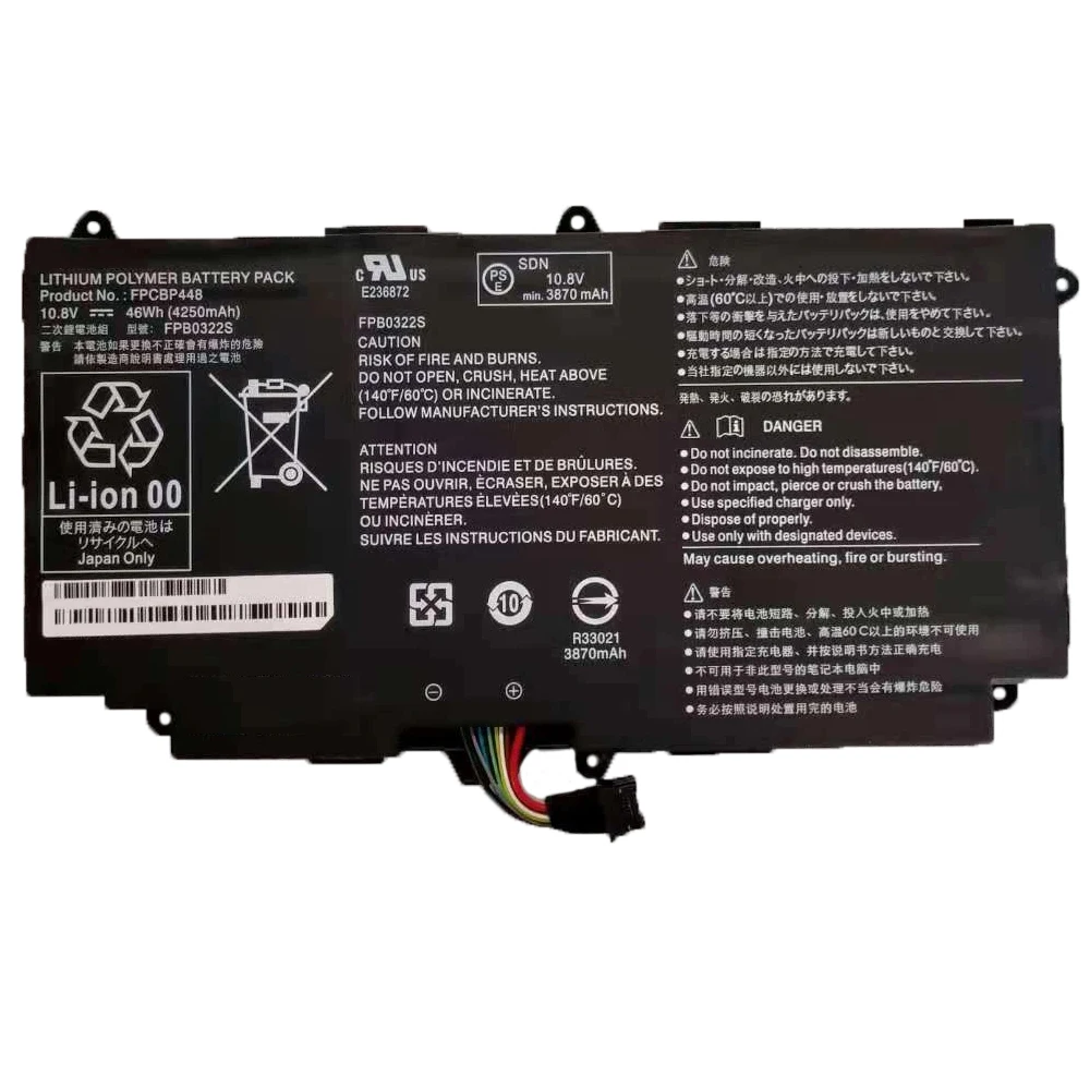 FPCBP448 FPB0322S 10.8V 46Wh 4250mAh Laptop Battery For Fujitsu Stylistic Q775 Q736 Q737 3ICP7/64/84