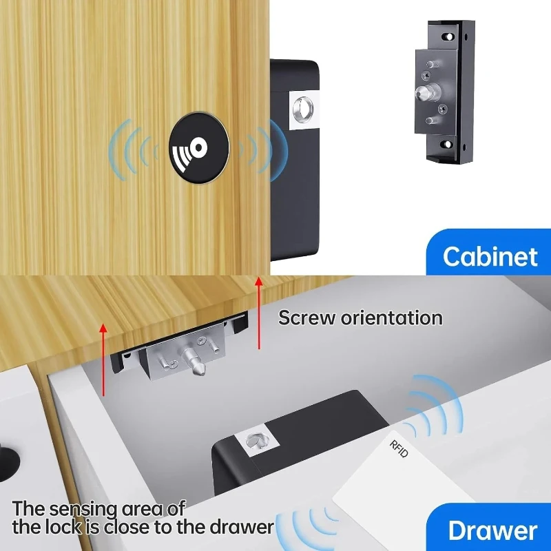 Invisible Smart Electronic Drawer Lock Keyless Cabinet Lock RFID 13.56MHz IC Card Unlock Motor Electronic Door Lock