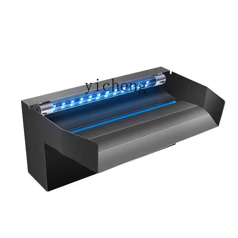 ZC black water curtain wall flow sink, fish pond 304 stainless steel waterfall water outlet duck with lamp nozzle water outlet