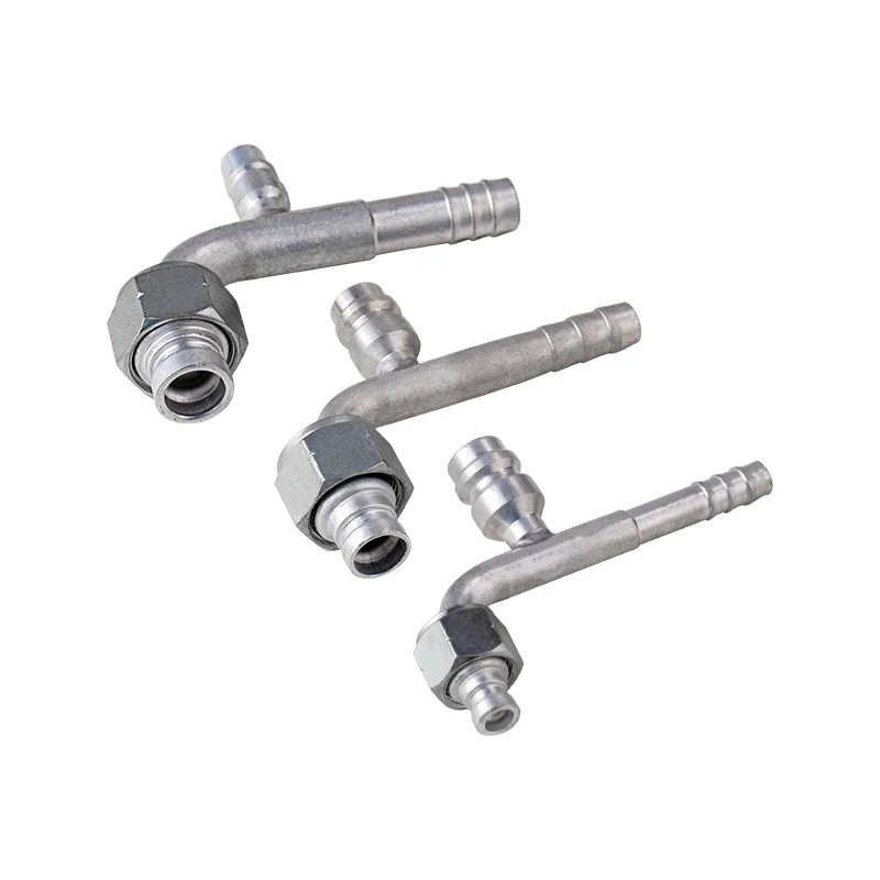 #6 #8 #10 Gas-jet Fitting Aluminium Straight / 90 Degree  Joint with Gas Filling Nozzle for Car Air Conditioning  Hose R134a