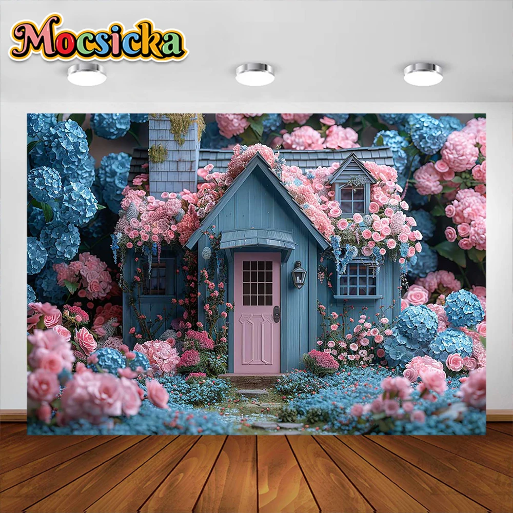 Spring Flower Photography Background Garden Castle Garden Decor Adult Birthday Wedding Maternity Portrait Backdrop Photo Studio