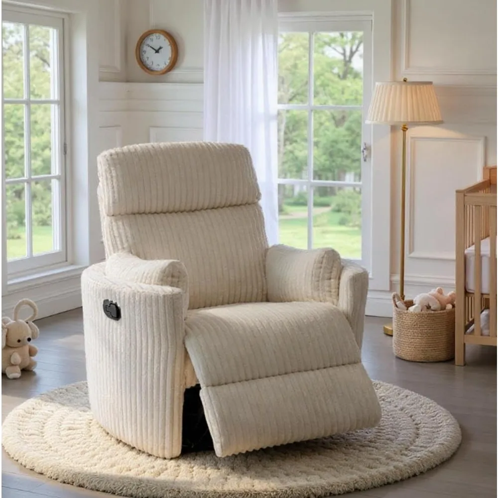 High Back 360 Swivel Rocker Recliner Nursery Chair with 2 Pillows for Small Spaces Nursing Bedroom Living Room, Custom