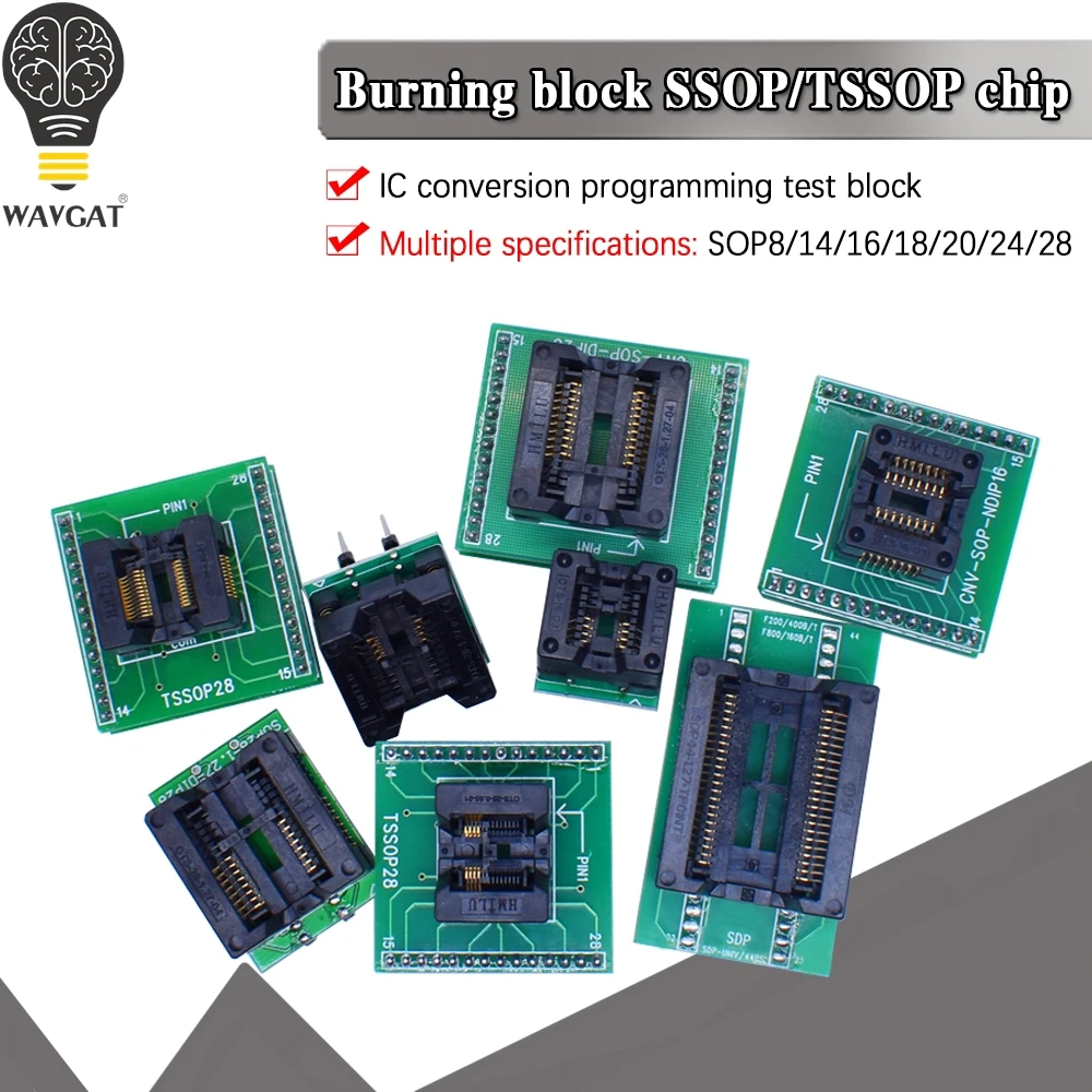WAVGAT SOIC8 SOP8 SOP16 SOP20 TSSOP8 TSSOP24 SOP44to DIP8 DIP16 DIP44 Wide-body Seat Wide 200mil Programmer Adapter Socket