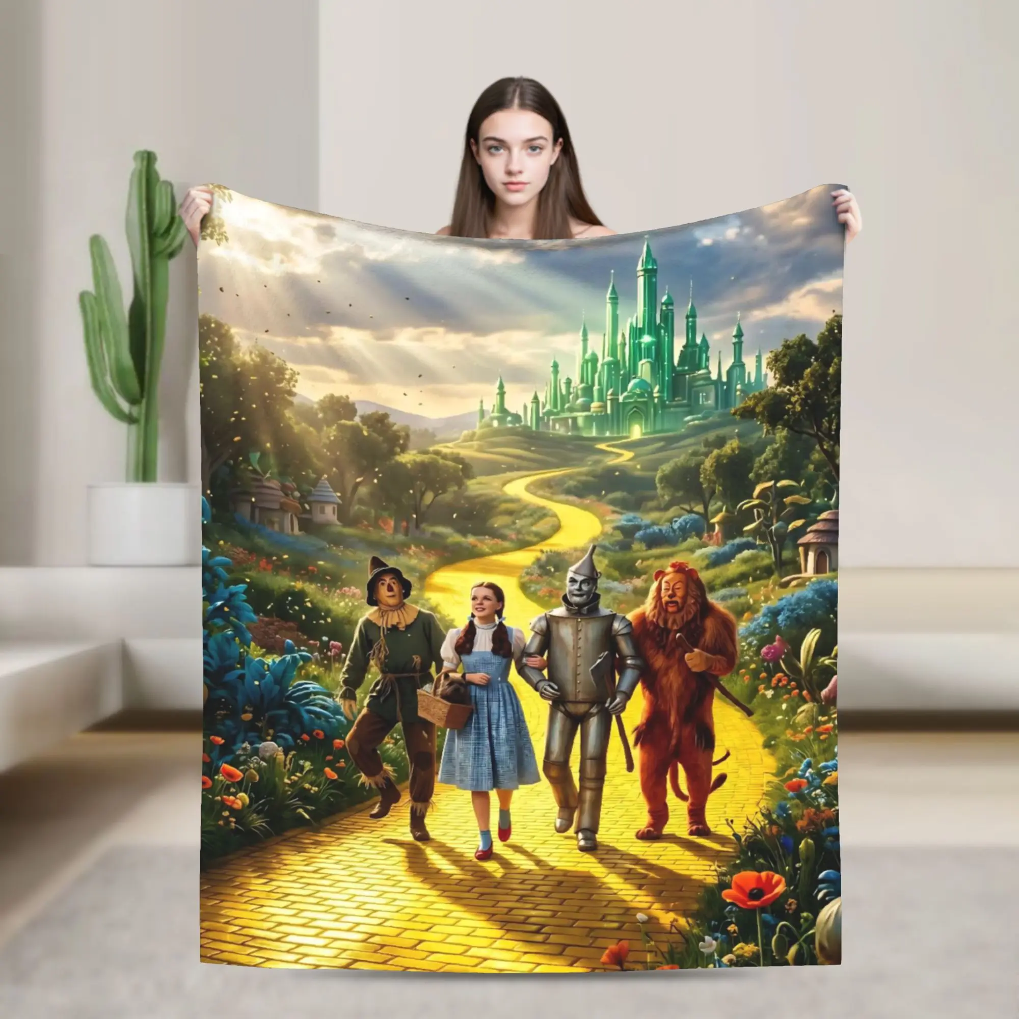 Wizards of Ozs Movie Knitted Blanket Fleece Cowardly Dorothy Tin Toto Lightweight Thin Throw Blanket for Bedroom Sofa Bedspread