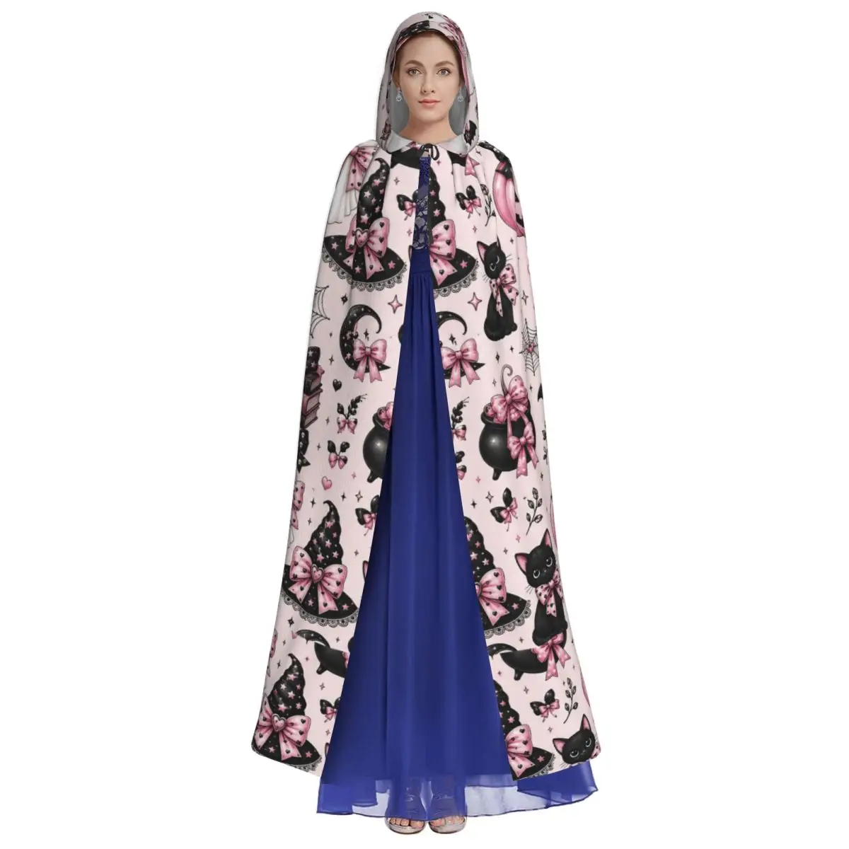 Aldult Halloween Gothic Cloak with Hood Spooky Cute Grim Reaper Robe Costume for Party