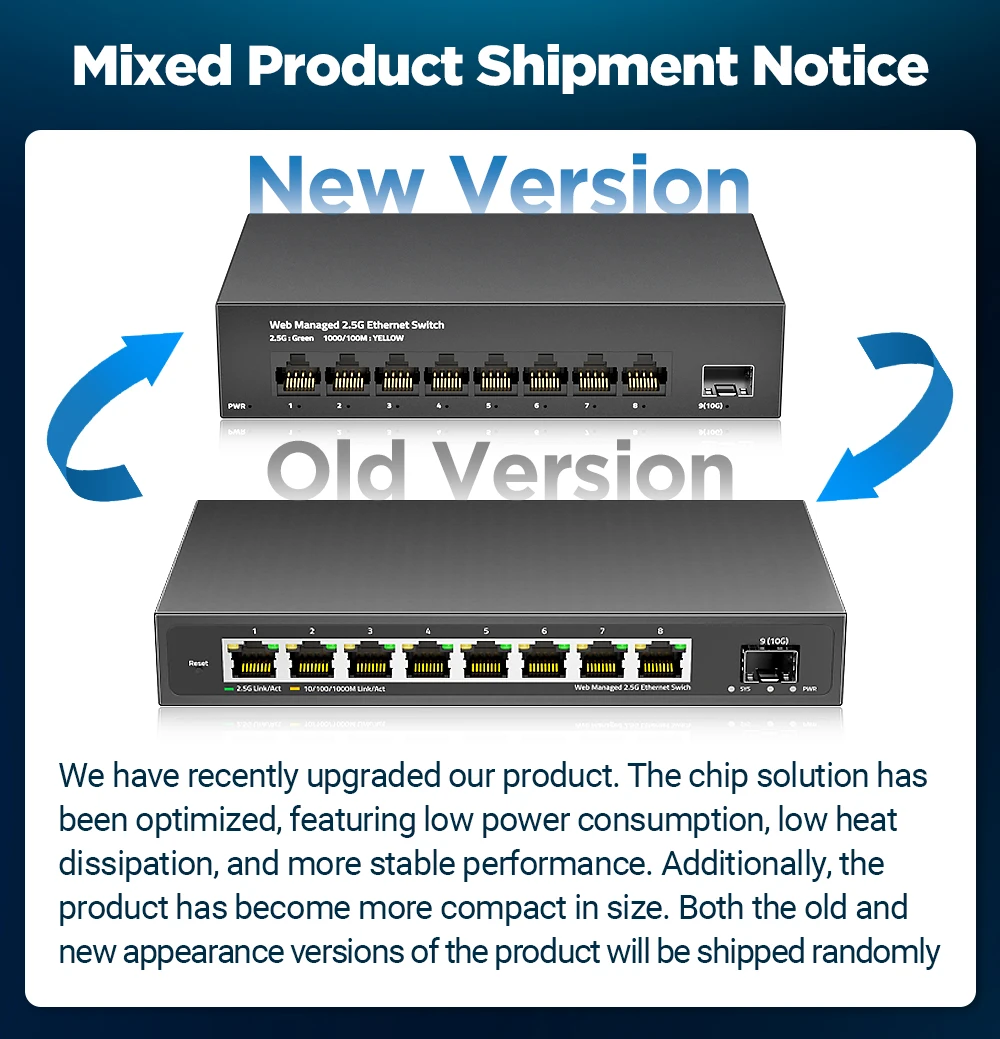 AMPCOM 2,5 GbE Managed Switch 8 Port 2,5GBASE-T Netzwerk-Switcher 10G SFP+ Slot Uplink Web Management QOS VLAN LACP Lüfterlos