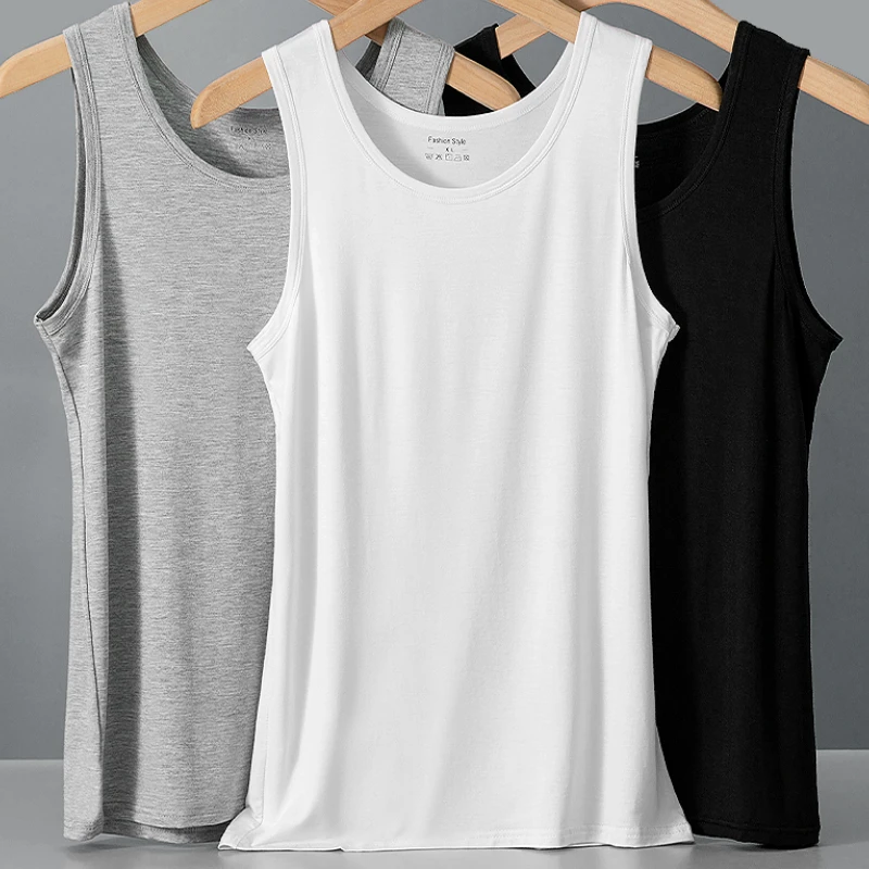 Tanks Men Tops Summer Thin Skinny Joggers Singlets Bodybuilding Sleeveless Inner Basic Workout Bottoming Solid Simple Fashion