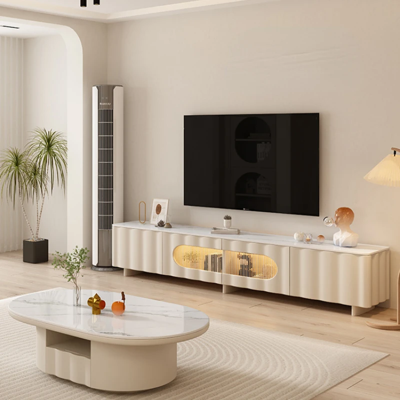 

Italian minimalist rock plate tea table and TV cabinet combination