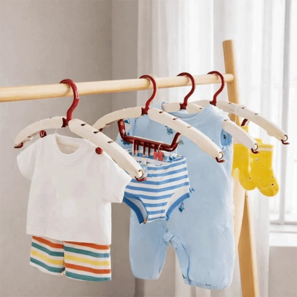 4 Pieces Plastic 3-in-1 Clothes Drying Rack Anti-slip Hanging Shoe Drying Rack Windproof Save Space Travel Folding Hanger