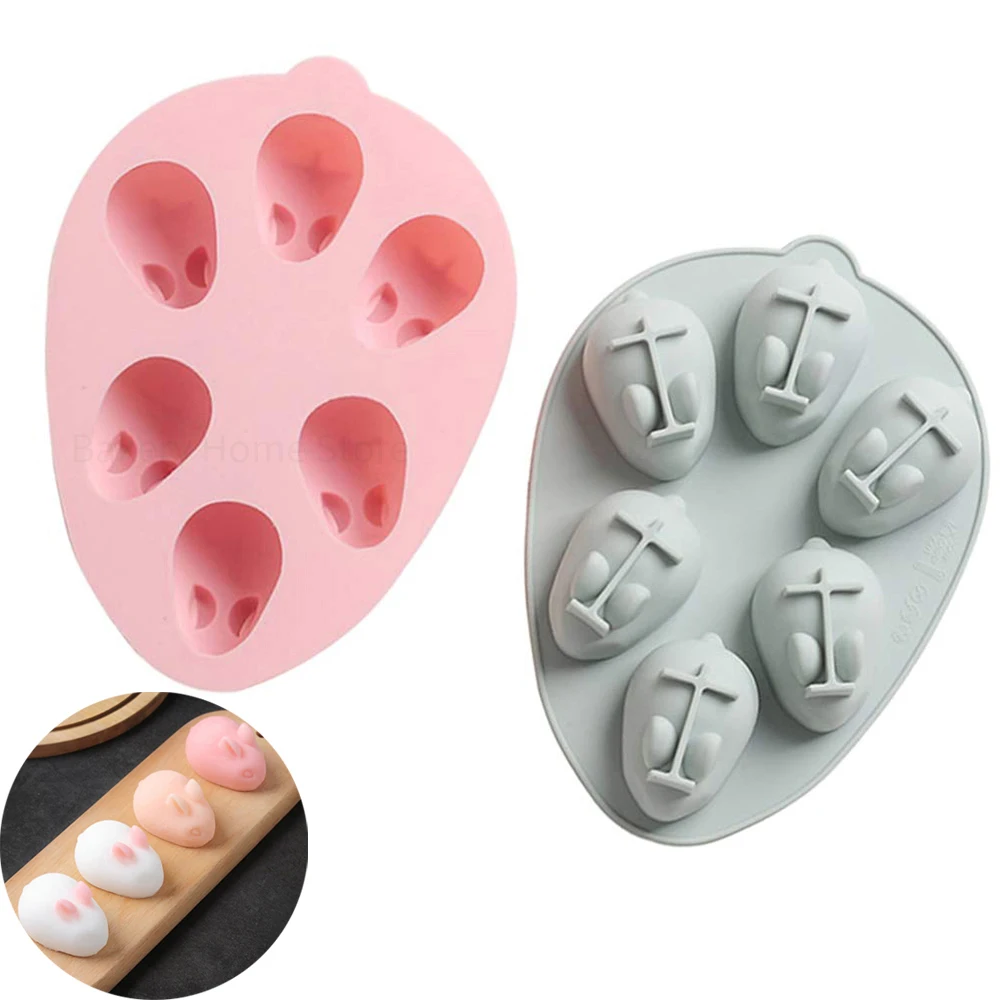 

6-Cavity Easter Bunny Silicone Mold 3D Rabbit Cake Mould Chocolate Dessert Baking Molds DIY Cake Decorating Tools