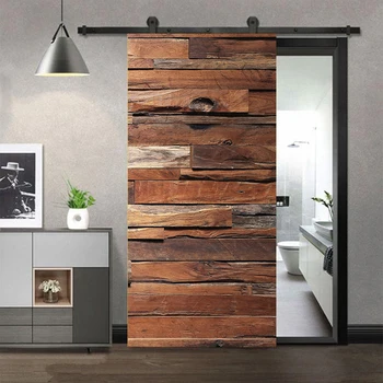 멀티 스타일 3D 문짝 스티커, 자체 접착 PVC 포스터, 나뭇결 문짝 커버 스티커, 아파트 홈 문짝 냉장고 아트 벽화 장식