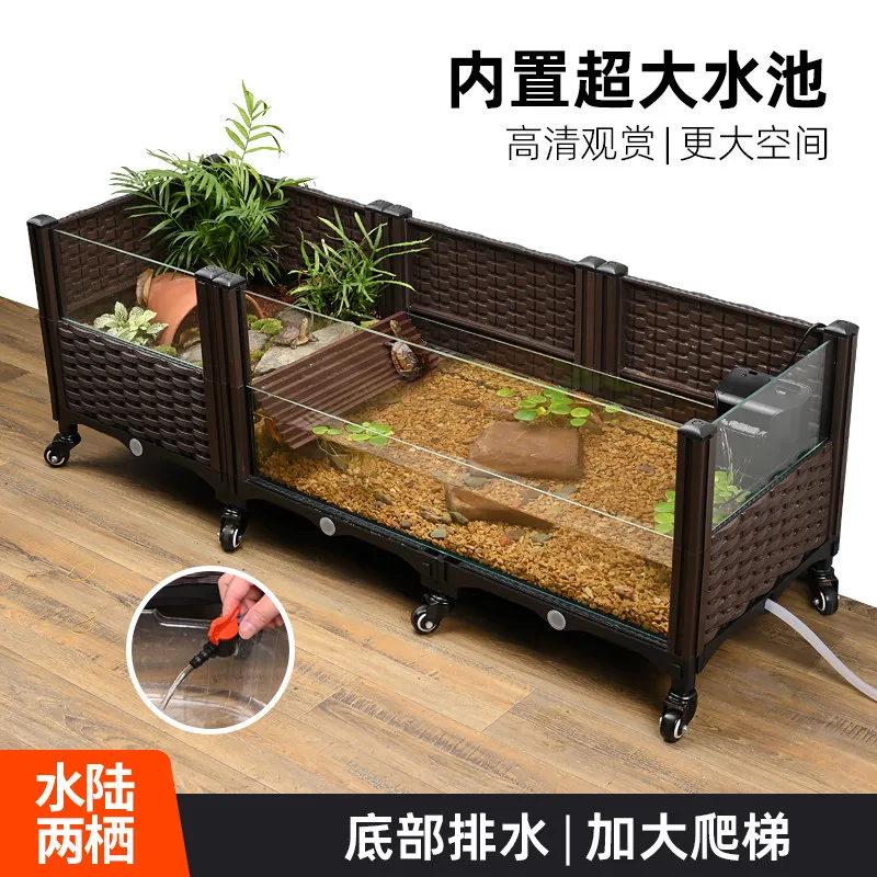 Turtle ecological landscaping amphibious breeding tank household raising yellow edge turtle special large breeding box nest with