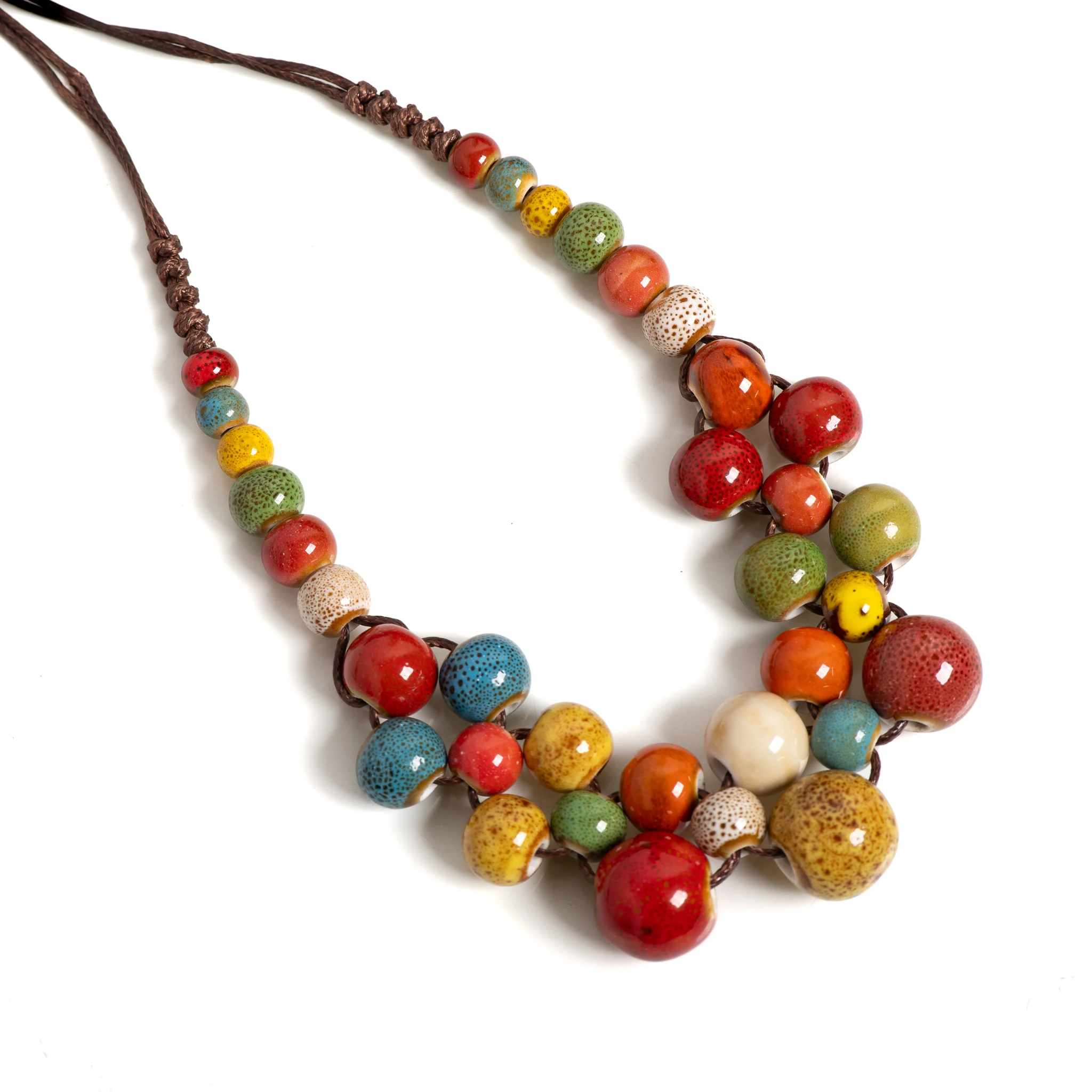 Colorful Handmade Ceramic Necklace Multilayer Adjustable Boho Vintage Jewelry Unique Statement Accessory for Women 198 image 5