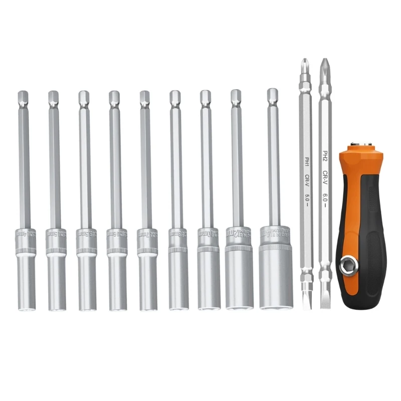 

1/4 Inch Drive Deep Hole Socket Wrench 4-14mm Nut Driver for Electric Tools - Precision Wrench Set for Home Auto Repair