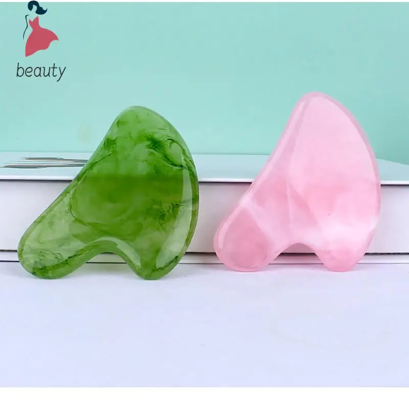 Natural Resin Gua Sha Massage Board Rose Quartz Guasha Plate Face Massager Scrapers Tools For Face Neck Back Body