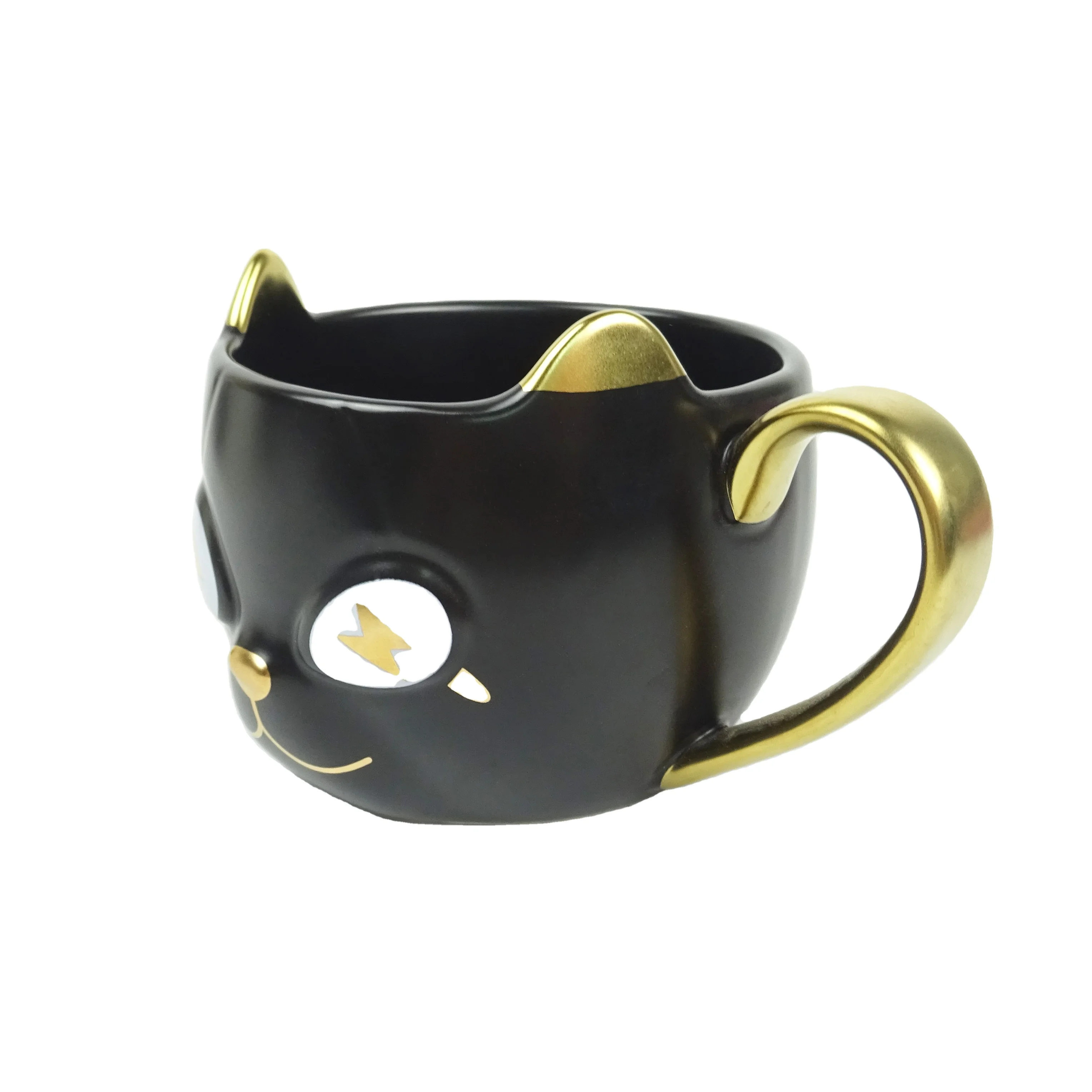 Imagem -02 - Copo de Café Cerâmico 3d para Amantes do Gato Caneca Presente do Dia das Bruxas Preto Frio