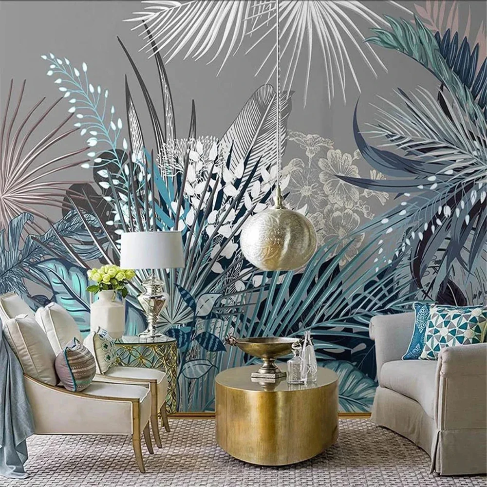 Custom 3D Wall paper living room Mural Nordic Retro Tropical Plant Palm Leaf Southeast Asian TV Background Wallpaper for walls