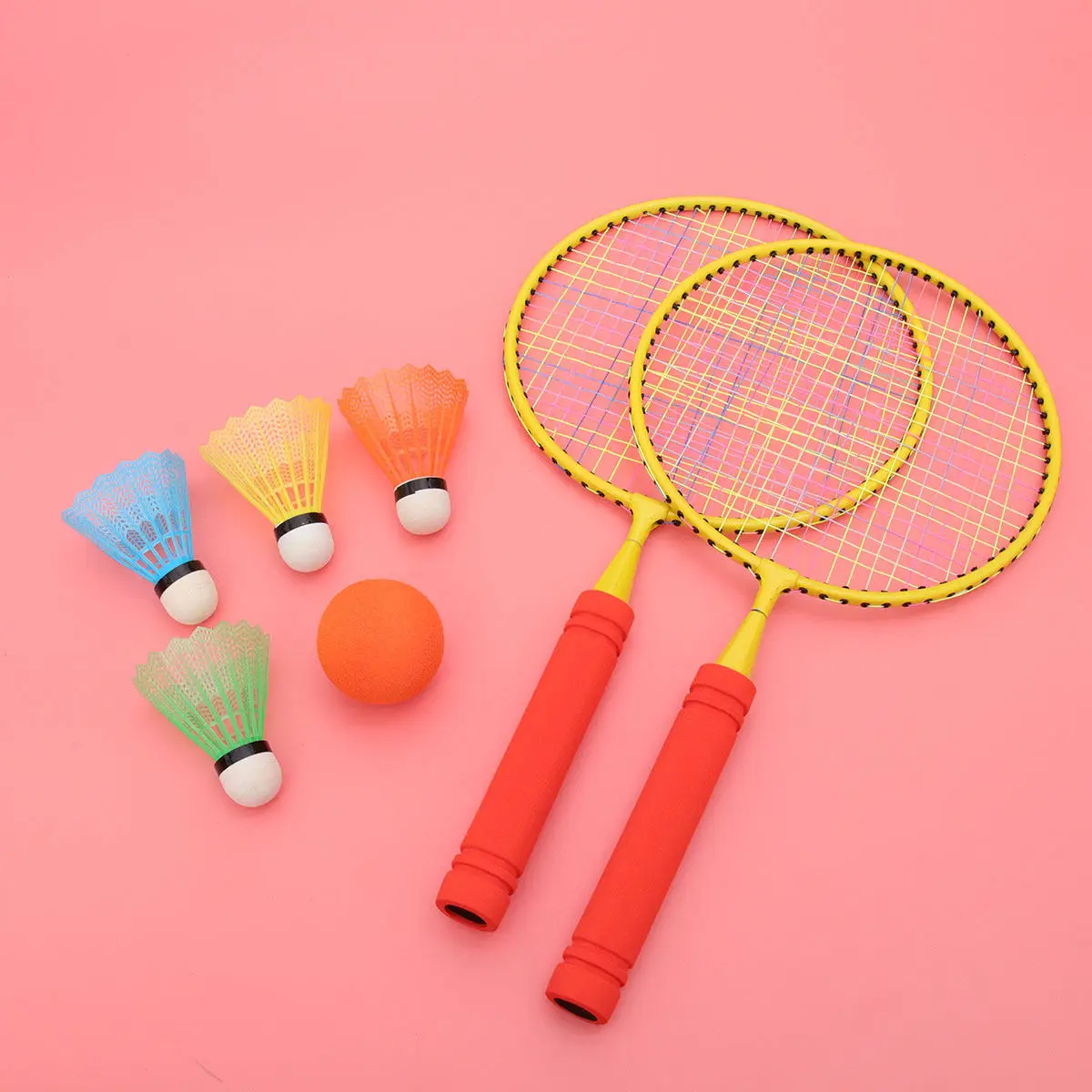 1Set Badminton Rackets for Kids Lightweight Non-Deformable Design Ideal for 3-8Y Children Outdoor Exercise Reaction Training