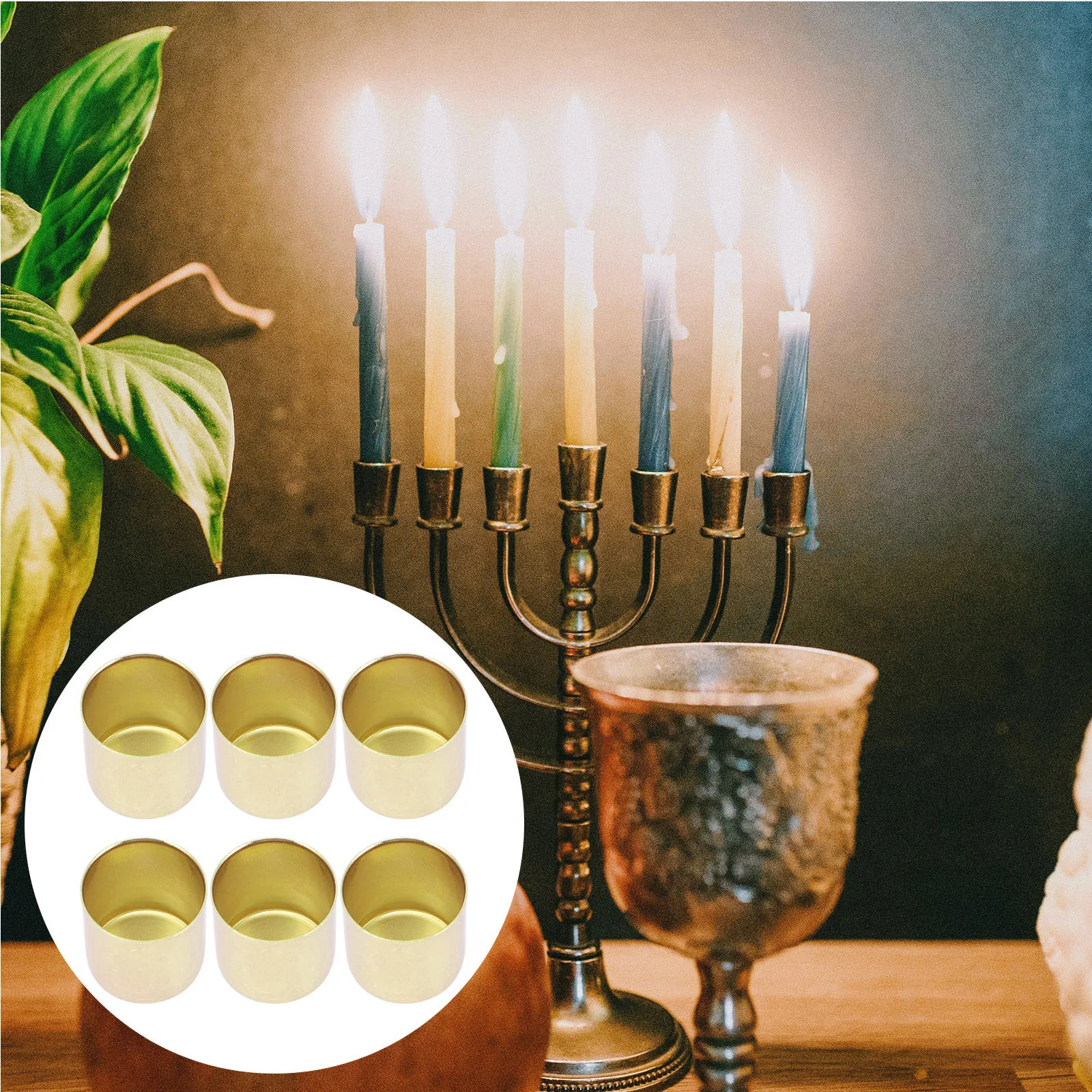 

6Pcs Vintage Iron Holders Stable Drip Protector for Dining Table Coffee Table Candlestick Holders Romantic Room