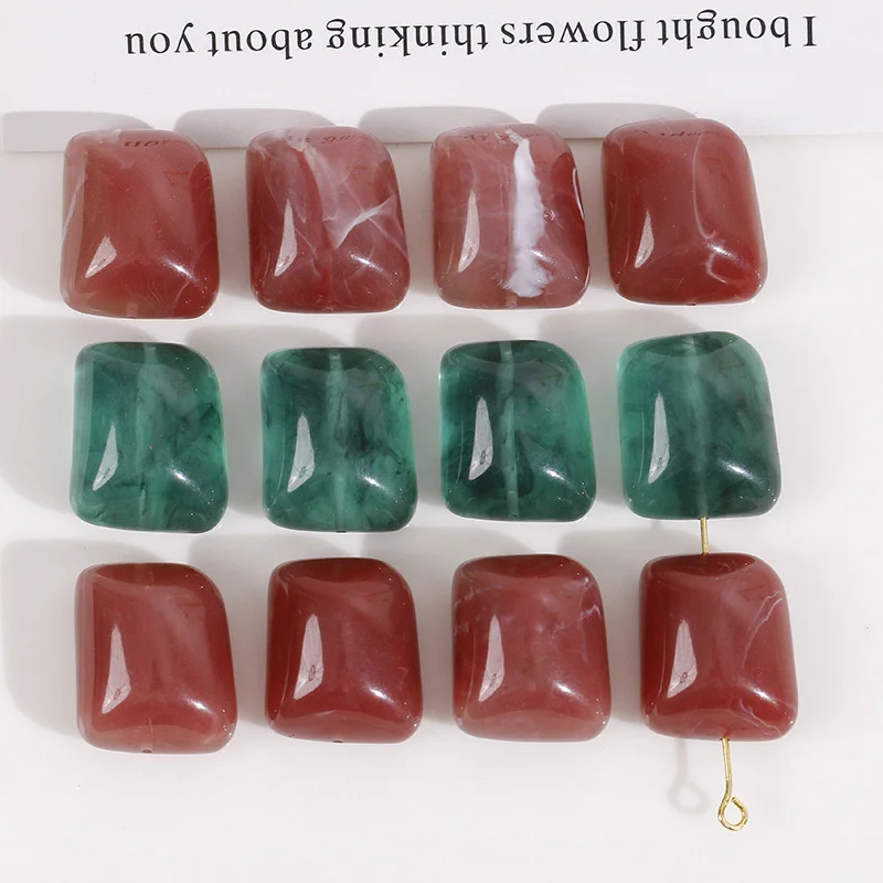 

New style 50pcs/lot color print geometry irregular shape resin straight hole beads diy jewelry garment accessory