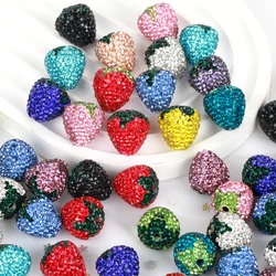 16x17mm 1/3/5pcs Charm Strawberry Shiny Polymer Clay Rhinestone Beads For Jewelry Making DIY Necklace Bracelets Accessories VD