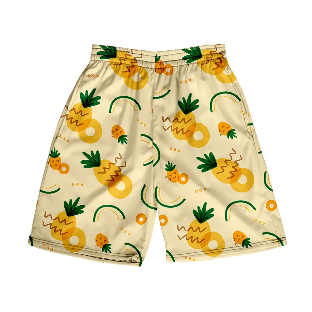 

2025 New Men's Beach Pants with Seaside Vacation Fruit Elements 3D Printed Summer Casual Fashion Versatile Straight Shorts